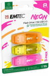 USB pulk USB-m&auml;lupulk Emtec C410 Neon 8GB (3-pakk)