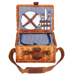 Termo piknikukorv kahele inimesele, varustusega 37x27x20 cm vitstest, pruun