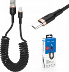 Tugev vedru usb usb-c punutud spiraalkaabel 3a 1.5m ip autole