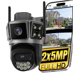 Tark v&auml;litingimustes IP-kaamera HEELLY DUAL 2&times;5MP, 5GHz WiFi-ga, p&ouml;&ouml;ramisfunktsiooniga, automaatse j&auml;lgimise, kahepoolse heli ja &ouml;&ouml;n&auml;gemisega