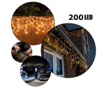 Happy People 200 LED 8 meetrit &otilde;uevalguskett j&auml;&auml;purikate kujul valge kaabliga, soe valge v&auml;lk