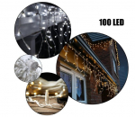 Airi 100 LED 4 meetrit v&auml;lisvalgustuse j&auml;&auml;purika valguskett valge juhtmega, k&uuml;lm valge valgus vilkuv