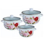 Kvaliteetne ja vastupidav emailitud terasest kastrulite komplekt "Rosberg"