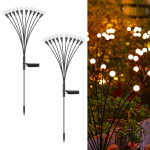 P&auml;ikesepatareiga laetav aiavalgusti 10 LED-lambiga (75 cm), 2 tk