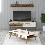 Svetainės baldų rinkinys Valensiya 140 - Walnut, Cream