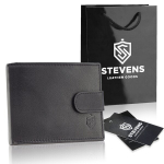Meeste nahast rahakott Stevens RFID kaitsega, must PREMIUM