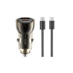 XO autolaadija CC60 60W 1x USB 1x USB-C must + USB-C - USB-C kaabel