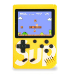 GameBox R1 8bit Kantable Retro M&auml;ngukonsool 400 m&auml;nguga 3'' LCD koos TV RCA kaabliga Kollane