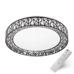 LED laevalgusti plafoon 48cm valge-must 100W, &uuml;mmargune, puldiga, h&auml;mardatav ja muudetav v&auml;rvitemperatuur