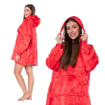 Dressipluus Tekk Kocobluza 2in1 Oversize XXL Kapuutsiga Paks Sherpa Punane