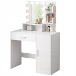 Kosmeetiline meigilaud peegliga, LED-valgustuse ja modernse glamuursete loft-stiilis disainiga