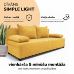 Kahe kohaline lahtik&auml;iv diivan Simple Light ilma k&auml;etugedeta, Podrez, kollane