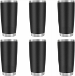 Termos 20 oz, roostevabast terasest, vaakum, kaanega, &otilde;ue, must, 6 tk