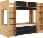 Meblocross Everest L korrusvoodi 200x80 cm, tamm / musta betooni viimistlus