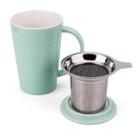 Portselanist teetass kaanega, 16 oz, heleroheline, 1 tk.