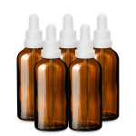 Pruun klaaspudel 100 ml klaaspipeti ja valge korgiga, 5‑osaline komplekt