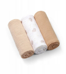 BabyOno &uuml;lipehmed kortsulised musliinm&auml;hkmed 70x70 cm &ndash; beež (3 tk komplektis)