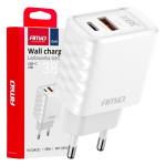 Seinalaadija kiirlaadija GaN 38W USB-A + USB-C AMIO-04287