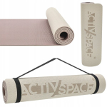 Jooga ja fitnessi spordimatt, kahepoolne, libisemiskindel, 6 mm paksune, k&auml;epidemega, TPE, Sporto kilimėlis jogai ir fitnesui TPE dvipusis, neslystantis, 6 mm storio, su rankena