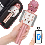 Juhtmevaba karaoke mikrofon &uuml;mbrisega Rivex M57, roosa
