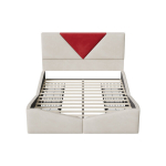 Kaheinimesevoodi 4 sahtliga 140x200 cm, pehmendatud peats geomeetrilise disainiga, hoiuruumiga voodi, ilma madratsita (beež)