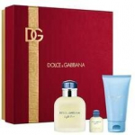 Parf&uuml;&uuml;mide kinkekomplekt Dolce & Gabbana Light Blue Pour Homme EDT 75 ml, du&scaron;igeel, minatuur &ndash; puidune, v&auml;rske, meestele