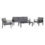 Aiam&ouml;&ouml;blikomplekt Home4You LONA laud, diivan ja 2 tooli, hall/must, 5 istekohta