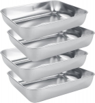 Cyeer roostevabast terasest k&uuml;psetusplaatide komplekt, 4 tk, kastrul, roostevaba teras, 25 x 20 x 5 cm, ahjuplaat, roostevaba teras, ristk&uuml;likukujuline, baklava tepsisi ahjuplaat, ahjuplaat k&uuml;psetamiseks, toiduvalmistamiseks, serveerimiseks