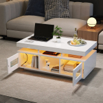 Kohvilaud 100x50x43 cm LED-valgustiga, USB-ga, k&otilde;rgl&auml;ikega, kontorisse, koju