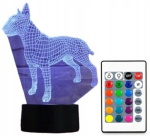 3d Led Lamp Puppy Bull Terrier 16 v&auml;rvi + kaugjuhtimispult