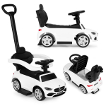 Mercedes C CLASS ride-on push car, interactive steering wheel, handle, white