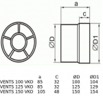 Ventilaatorid Vko 150 kanaliga aksiaalventilaator, 298 m&sup3;/h.