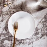 Valge Capri magustoit/salatitaldrik, karastatud klaas, &Oslash; 19,2 cm