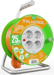 Plast-rol trumli pikendus 25m, 4 pistikupesa, roheline