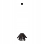 Must topelt punutud paberlamp laua kohal