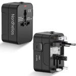 Reisiadapter, universaalne pistik, sobib kogu maailmale, type-c-ga, must, Nordhelios