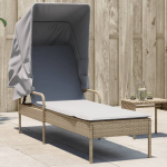 Lamamistool vidaXL 368191 pol&uuml;rattanist varikatusega ja reguleeritava seljatoega