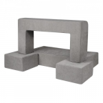 Lastediivan, 4-osaline modulaarne diivan 100x100x20 cm, hall, eemaldatav kate