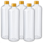 500 ml PET-plastpudel kuldse alumiiniumkorgiga &ndash; 5-osaline komplekt