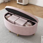 Polsterdatud pink, samet, panipaigaga, metalljalad, 90x40x42 cm, roosa