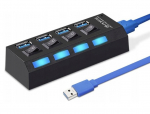 USB 3.0 jaotur Retoo, 4 pesa, Must
