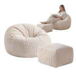 Tumba jalatoega Mark Adler Comfy 3.0 Beige &ndash; pehme tugitool, beež velvet