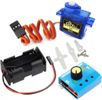 YUNIQUE GREEN-CLEAN-POWER &ndash; Servo testkomplekt: SG90 9g servo + tester + 4xAA patareihoidik JR-pistikuga