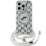 Karl Lagerfeld IML risti kott Monogram Karl & Choupette pea MagSafe kaitse&uuml;mbris iPhone 15 Pro mudelile - l&auml;bipaistev