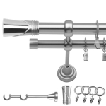 Metallist topeltkardinad 180 cm 19/19 Mm matt kroom Duncan p&ouml;&ouml;rlev r&otilde;ngas