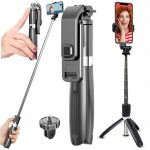 Selfie pulk (Selfie stick) Telefoni selfie-pulk Bluetooth puldiga, statiiviga, pikkus 102 cm, Asmenukių lazda telefonui su Bluetooth nuotoliniu valdymu, trikojis, ilgis 102 cm
