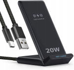 Juhtmevaba laadija Qi 20W LED koos 1 m USB-C kaabliga, Belaidis įkroviklis Qi 20W LED su 1 m USB-C kabeliu