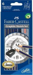 Faber-Castell Gold pliiatsid 1222 6 tk + kustutuskumm + pliiatsid, Harilik pliiats Faber-Castell Goldfaber 1221 visandi komplekt 6tk/pk