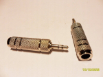 Adapter 3,5mm stereo pistik - 6,3mm stereo pesa, metall, 2 tk.