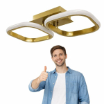 LED laevalgusti plafoon 35cm kuldne, 32W 2600lm neutraalne valgus, moodne disain elutuppa ja magamistuppa